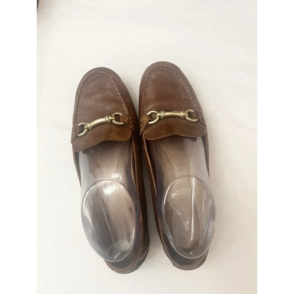 Born Malena Shoes 7.5 Slip On Driving Flat Loafers Brown Leather Horse Bit Comfy